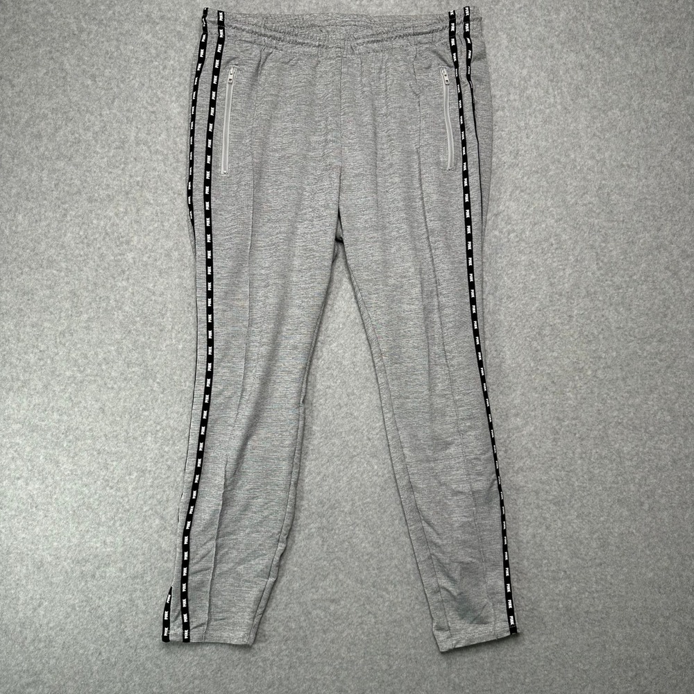 PINK Victoria's Secret Gray Joggers Logo Tape Sideβ Zipper Pockets Large